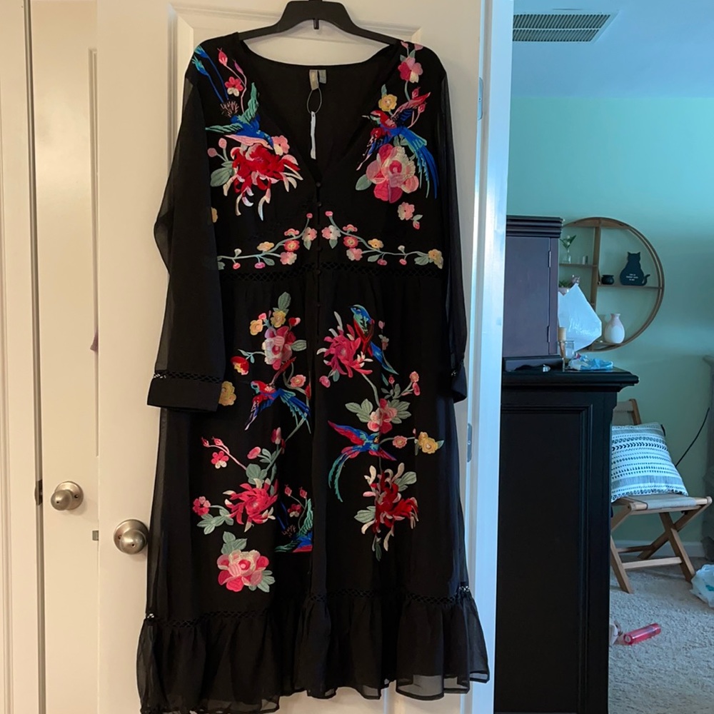 Black Floral Midi Dress - ASOS